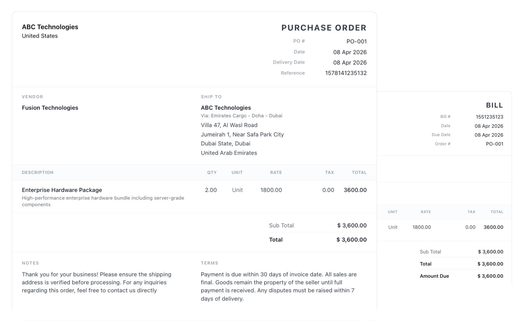 Sales & Purchase Orders